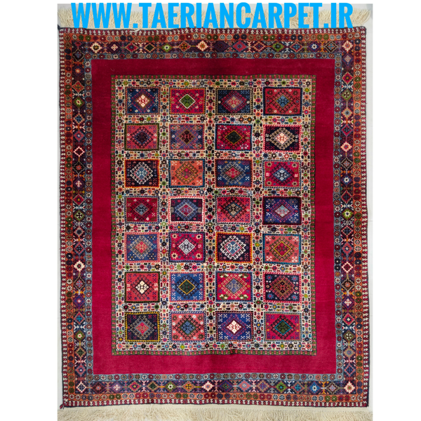 فرش دستباف سایز قالیچه خشتی (تمام پشم یلمه طرح دور خلوت) کد