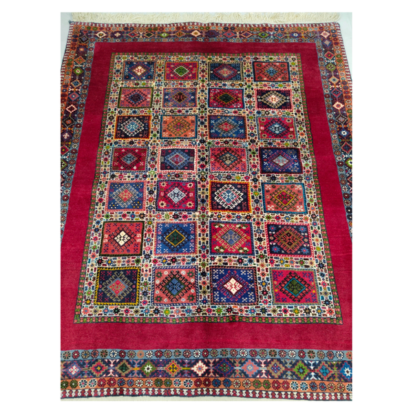 فرش دستباف سایز قالیچه خشتی (تمام پشم یلمه طرح دور خلوت) کد