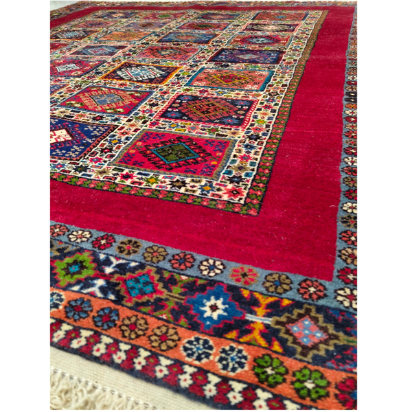 فرش دستباف سایز قالیچه خشتی (تمام پشم یلمه طرح دور خلوت) کد