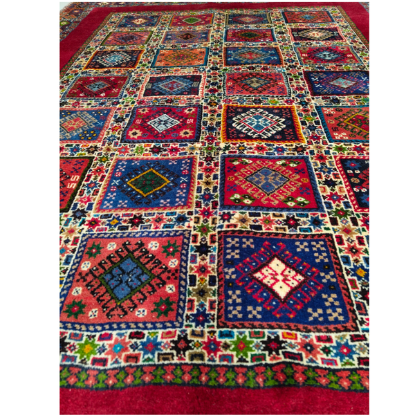 فرش دستباف سایز قالیچه خشتی (تمام پشم یلمه طرح دور خلوت) کد