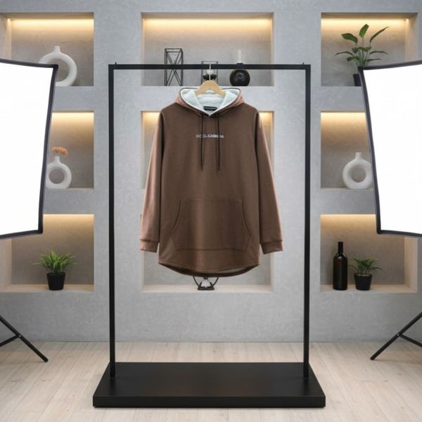 هودی D&G کلاه دار داخل خز قهوهای