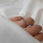 انگشتر مینیمال دو لاین مربع نگین دار سیلور