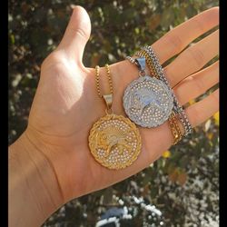 گردنبند شیروخورشید فول نگین