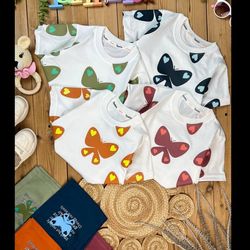 تیشرت شلوارک دخترانه طرح پروانه