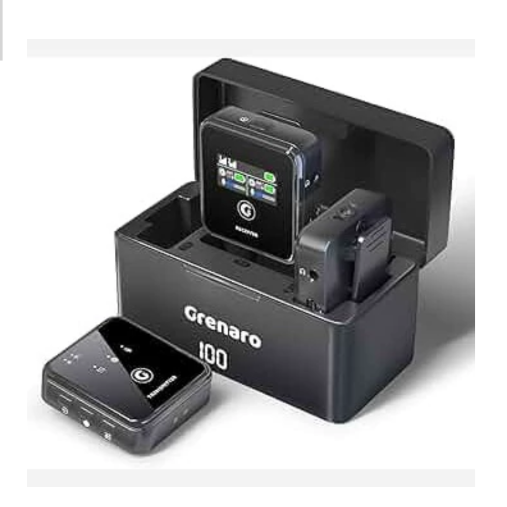 میکروفون یقه ای بیسیم حرفه ای مدل grenaro p12 dual دو کاربرهسازگار با موبایل و دوربین