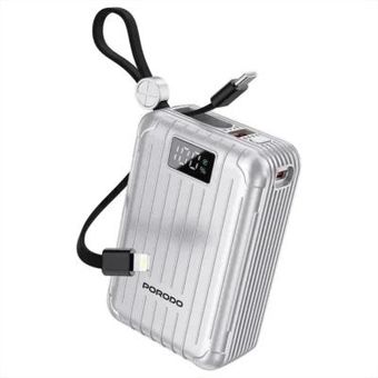 پاوربانک نمایشگر‌دار پرودو پتی 20000 mAh PD 20W — Porodo Petite 20000 mAh PD 20W Power Bank with Display & Built-in Cables