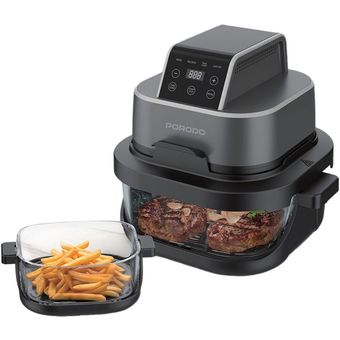 سرخ‌کن بدون روغن 4 کاره پرودو با دو مخزن شیشه‌ای 1500 وات | Porodo 4-in-1 Dual Glass Air Fryer 1500W