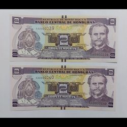 اسکناس 2 لمپیرا (خارجی )- جفت- بانکی - کشور هندوراس