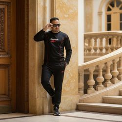 ست تیشرت شلوار آستین بلند مشکی قرمز Reebok مدل