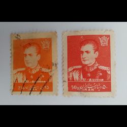 2عدد تمبر ایران- سری 10 محمد رضا شاه- مهر خورده، بدون چسب- دوره پهلوی