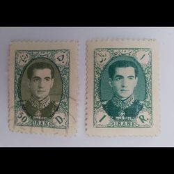 2عدد تمبر ایران- سری 8 پستی محمد رضا شاه- مهر خورده، بدون چسب- دوره پهلوی
