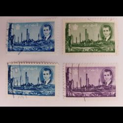4 عدد تمبر ایران- سری دواز هم محمد رضا شاه- مهر خورده، بدون چسب- دوره پهلوی