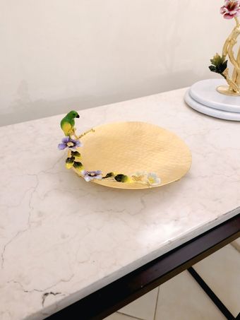 شیرینی خوری 20 سانت برنجی طوطی | مدل 4