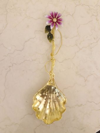 قاشق آجیل میناکاری برنجی | مدل گل مریم