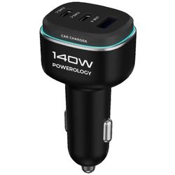 شارژر فندکی 140 وات پاورولوژی سوپر فست شارژ سه پورت** **Powerology 140W Super Fast Car Charger PD/QC 3.0