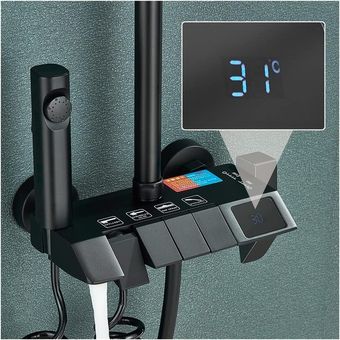 علم دوش حمام پیانویی با کیفیت SAN MARINO نمایشگر دما و ضد جرم