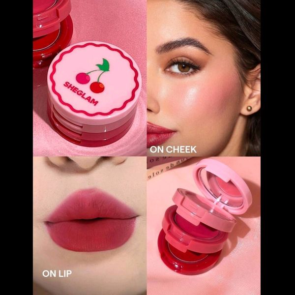 رژلب و رژگونه 3 طبقه شیگلم مدل Very Cherry