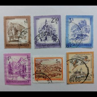 6 قطعه تمبر خارجی- مهر دارـ بدون چسب- سری تمبر کشور اتریش