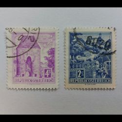 2 قطعه تمبر خارجی-مهر دارـ بدون چسب- کشور اتریش