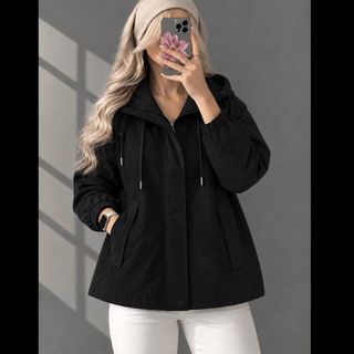 بارونی کلاهدار زنانه بارونی پاییزه آستردار درجه یک جنس با کیفیت درجه یک
