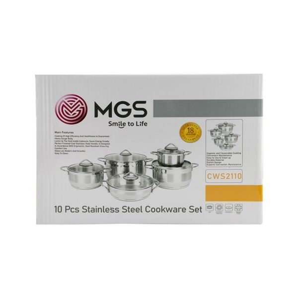 سرویس قابلمه ام جی اس 10 پارچه استیل CWS2110