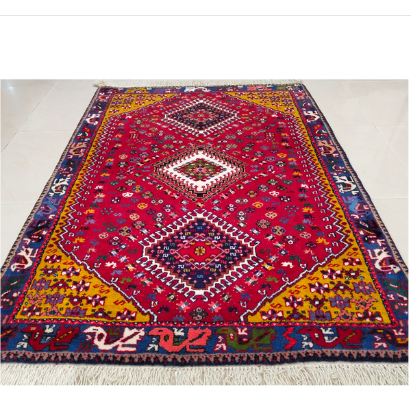 فرش دستباف سایز ذرع و نیم (تمام پشم یلمه طرح سهقاب) کد 6221