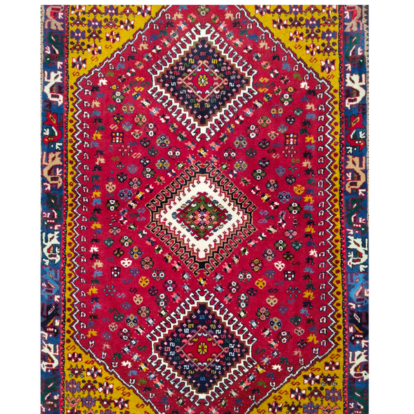 فرش دستباف سایز ذرع و نیم (تمام پشم یلمه طرح سهقاب) کد 6221