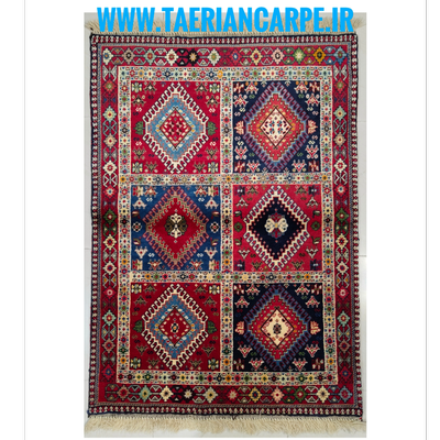 فرش دستباف سایز ذرع و نیم تمام پشم یلمه طرح خشتی کد 706