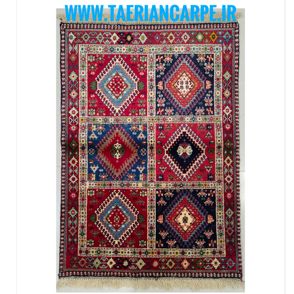 فرش دستباف سایز ذرع و نیم تمام پشم یلمه طرح خشتی کد 706