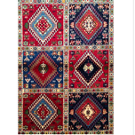 فرش دستباف سایز ذرع و نیم تمام پشم یلمه طرح خشتی کد 706