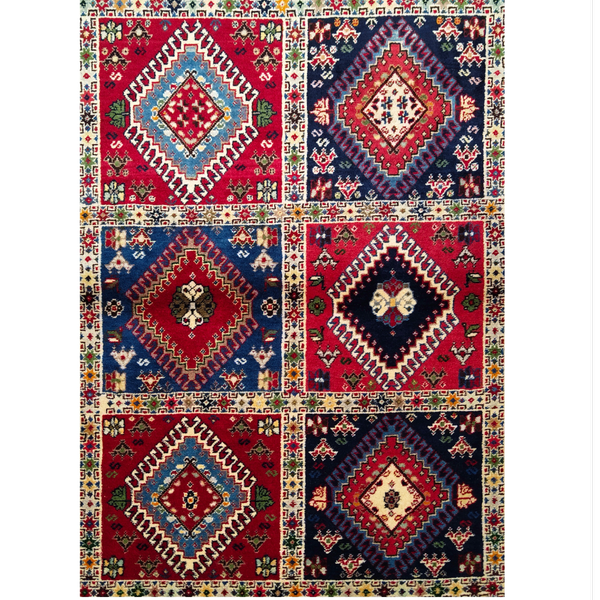 فرش دستباف سایز ذرع و نیم تمام پشم یلمه طرح خشتی کد 706