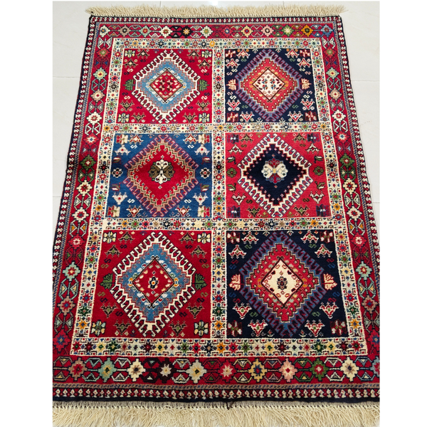 فرش دستباف سایز ذرع و نیم تمام پشم یلمه طرح خشتی کد 706