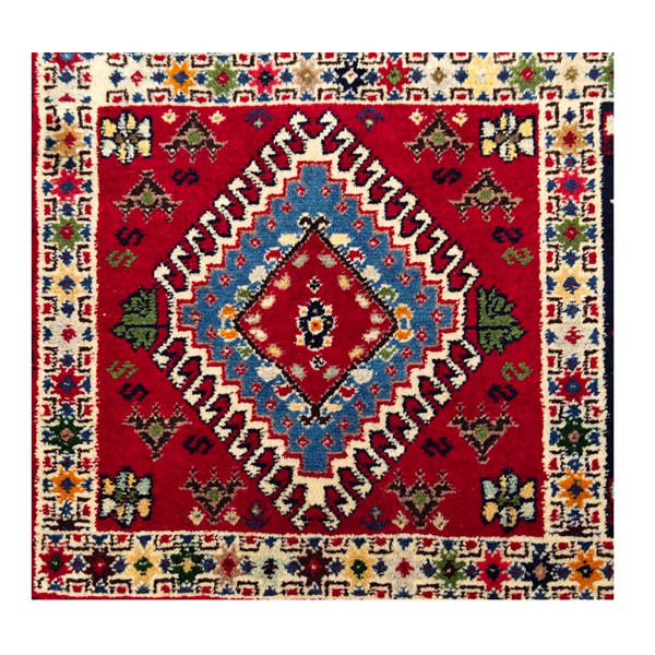 فرش دستباف سایز ذرع و نیم تمام پشم یلمه طرح خشتی کد 706