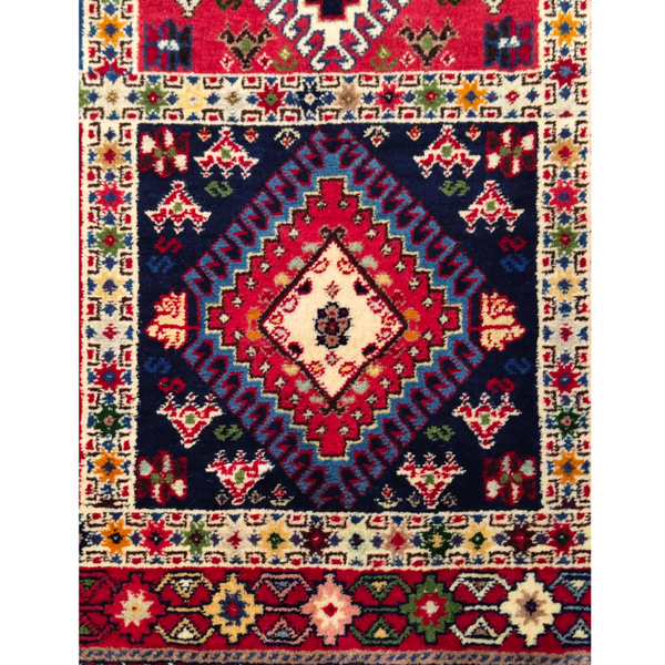 فرش دستباف سایز ذرع و نیم تمام پشم یلمه طرح خشتی کد 706