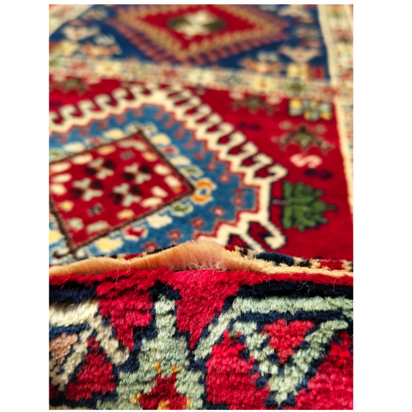 فرش دستباف سایز ذرع و نیم تمام پشم یلمه طرح خشتی کد 706