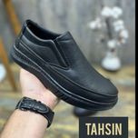 کفش طبی چرم رسمی اداری مجلسی مردانه کد 123 طرح ساعتی رویه چرم خارجی قالب استاندارد سبک دوردوخت مدل آرین