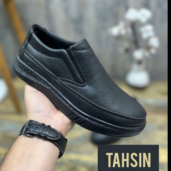 کفش طبی چرم رسمی اداری مجلسی مردانه کد 123 طرح ساعتی رویه چرم خارجی قالب استاندارد سبک دوردوخت مدل آرین