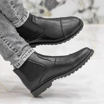 بوت چرم کشی مردانه دوتیکه مدل Italy