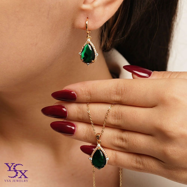 نیمست اشکی جواهری زمردی 04044ysx