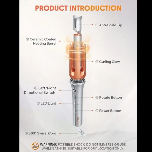 دستگاه فر کننده مو (کرلی) شیگلم مدل SHEGLAM HAIR CURLER (اورجینال) سایز 25mm