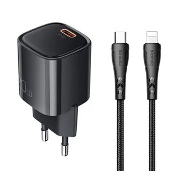 شارژر 20 واتی تک پورت تایپ سی مک‌دودو Mcdodo CH-4693 همراه کابل | Mcdodo CH-4693 20W 1A PD Fast Charger + C to L Cable