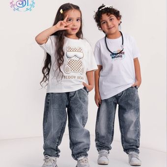 شلوار بچگانه جین مام طوسی