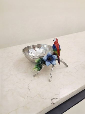 پیاله طوطی برنجی آبکاری | مدل 1