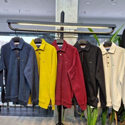 بافت سلانیک سه دکمه یقه دار