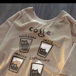 تیشرت زنانه باکسی نخ پنبه درجه یک طرح coffe