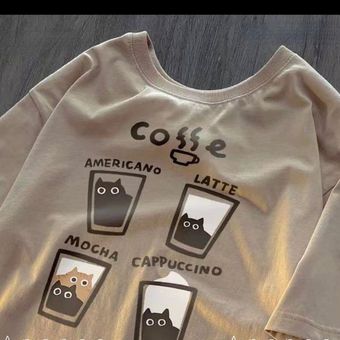 تیشرت زنانه باکسی نخ پنبه درجه یک طرح coffe