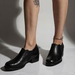 کفش زنانه پاشنه‌دار طبی مدل هلالی رویه چرم بیاله، پاشنه 5 سانتی، کشی و راحت