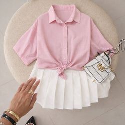 شومیز زنانه پایین گره شانتون فری سایز 36 تا42