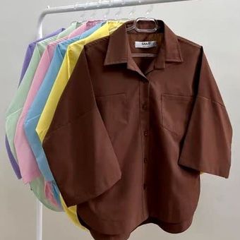 شومیز بیسیک ساده یقه انگلیسی