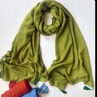 شال زنانه حصیری نخی درجه یک منگوله دار